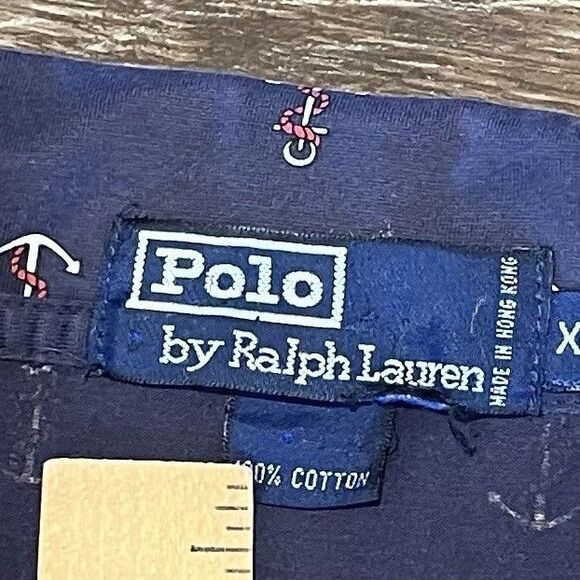 Vintage Polo Ralph Lauren Shirt Mens XL Blue Anchors AOP Boating Geometric - Picture 6 of 13